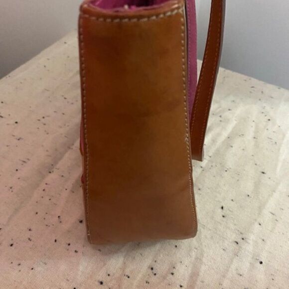 Claudia Firenze Italian Made Coffee Brown Leather with Pink Suede Tote - Picture 7 of 11
